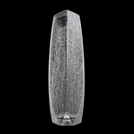 Raif Whisky Decanter with crackle glass finish, mouth-blown and non-leaded, featuring a hand-cut mouth and decorative aluminum lid