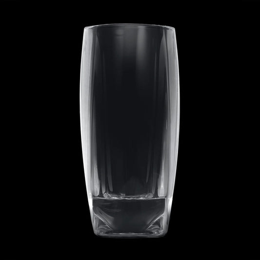 A transparent gray, heavy non-leaded crystal highball glass, perfect for serving whiskey sodas